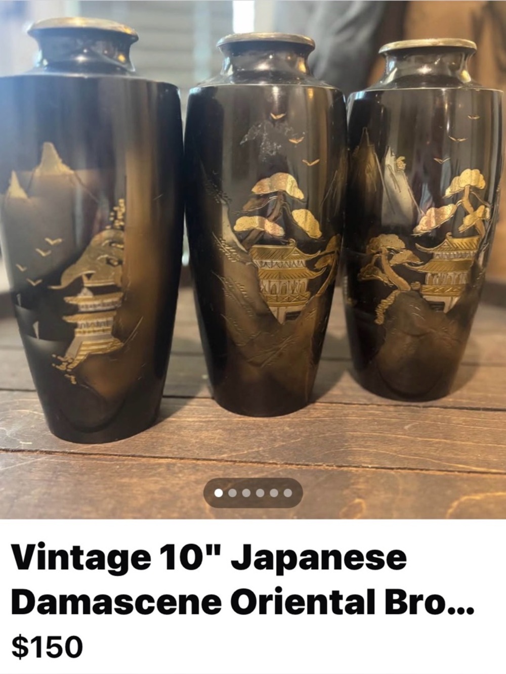 Vintage Japanese Damascene Oriental  (Set of 3)